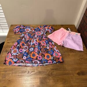 Cotton On Kids Floral Dress & Pink/Purple Demin Shorts Bundle NWT Size 9-10